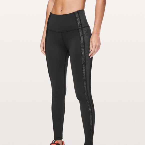 LULULEMON Power Lines black lace mesh high rise Everlux yoga workout tights